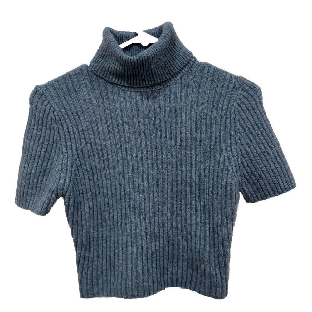 NWT‎ ZARA Women's Short Sleeve Ribbed Knit Sweater Turtleneck Wool Size Small